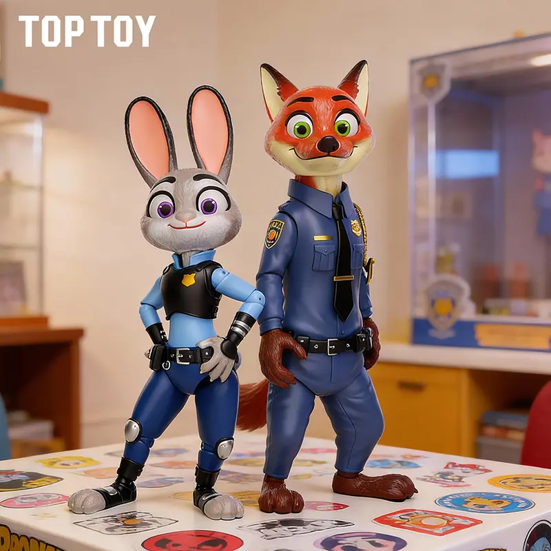 [Valentine's Day Gift]TOPTOY Zootopia Nick Wilde & Judy Hopps Police Uniform CP Assembly Jumbo Figure – Official Anime Collectible, DIY Puzzle Figurine, Perfect Gift for Zootopia Fans,Perfect Gift for Mom, Back-to-School Gifts, Display Figure, Ideal Gift,