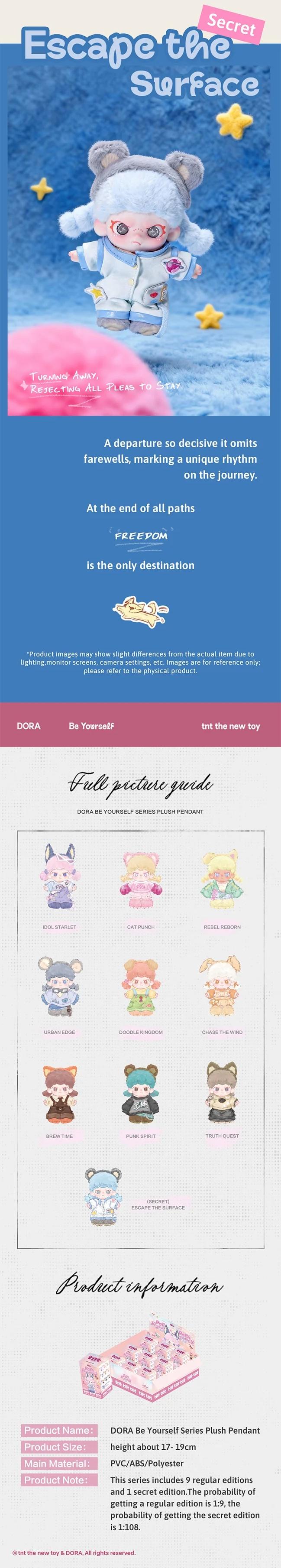 DORA Be Yourself Series Plush Pendant Blind Box - Polyester ABS Plush Doll Decorative Toy, Romantic Single Box Gift for Her, Home Sofa & Bag Decoration, New