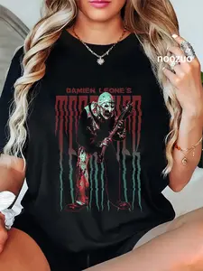 100% Cotton Terrifier Stretched Out Logo with Art The Clown Horror Movie T-Shirt