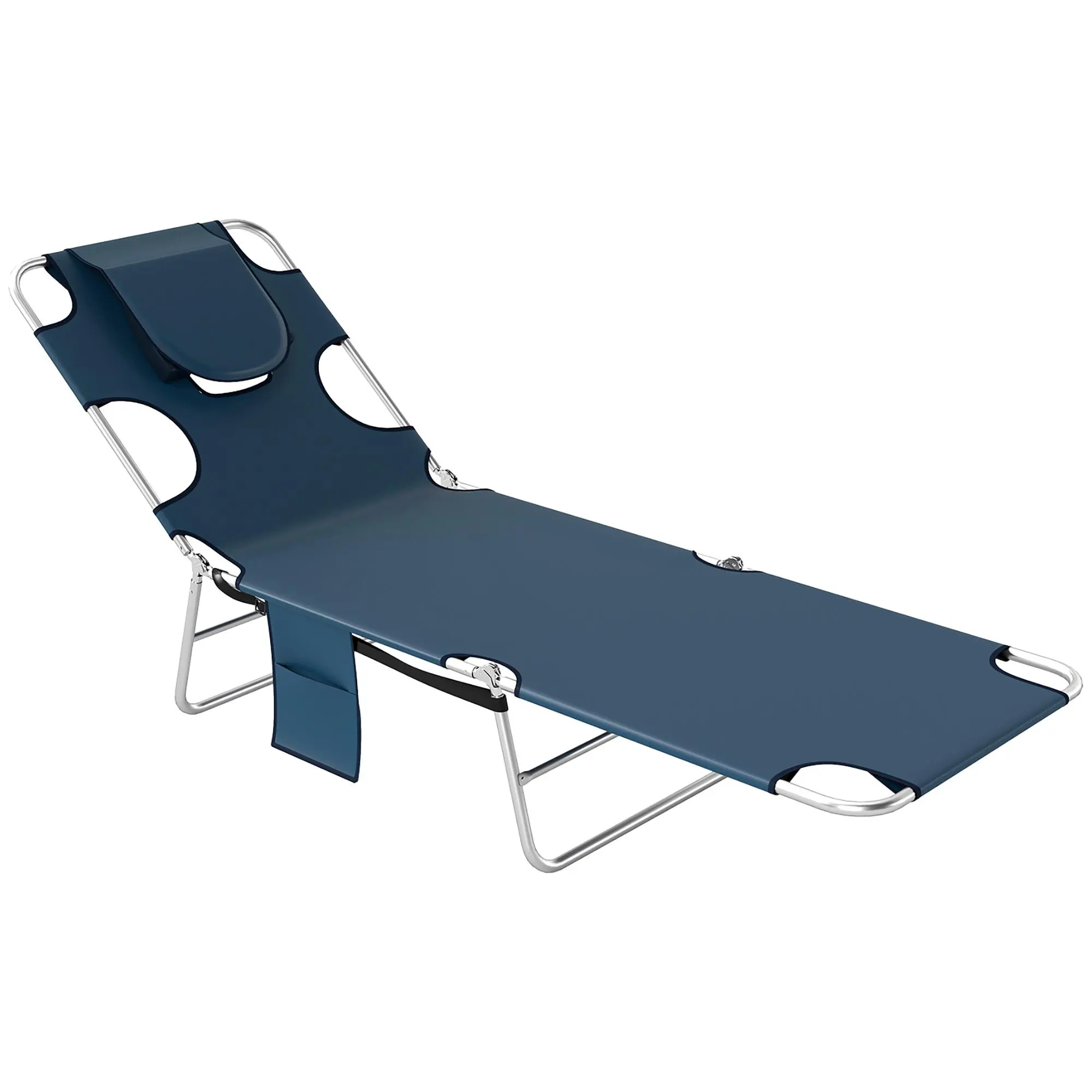 #Summervibes Outsunny Chaise Lounge Chair Outdoor with Face Arm Hole, 5-Position Reclining Face Down Tanning Chair with Carry Strap, Side Pocket, Portable Folding Bed Cot for Patio Beach Pool,summerwins,home decor,camping essentials