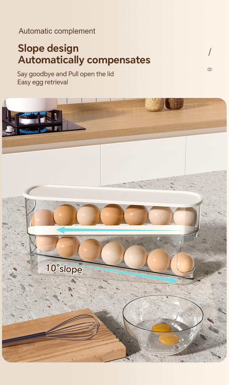 MiAoLi Rolling Egg Holder for Fridge, Egg Dispenser for Refrigerator, Automatic Rolling Storage Container for Countertop, Kitchen &Outdoor Use (3.35"x3.74"x11.02") 1 Pack