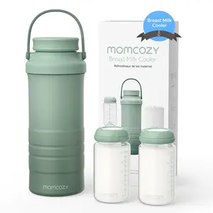 Momcozy 22oz Portable Breast Milk Cooler for Outdoor, 360°Total Cooling for 24Hours, Larger Capacity Travel Breastmilk Chiller with 2pcs Baby Bottles for Breastmilk Storage, Breastfeeding Essentials Insulated Flask Leakproof Insulated Tumbler