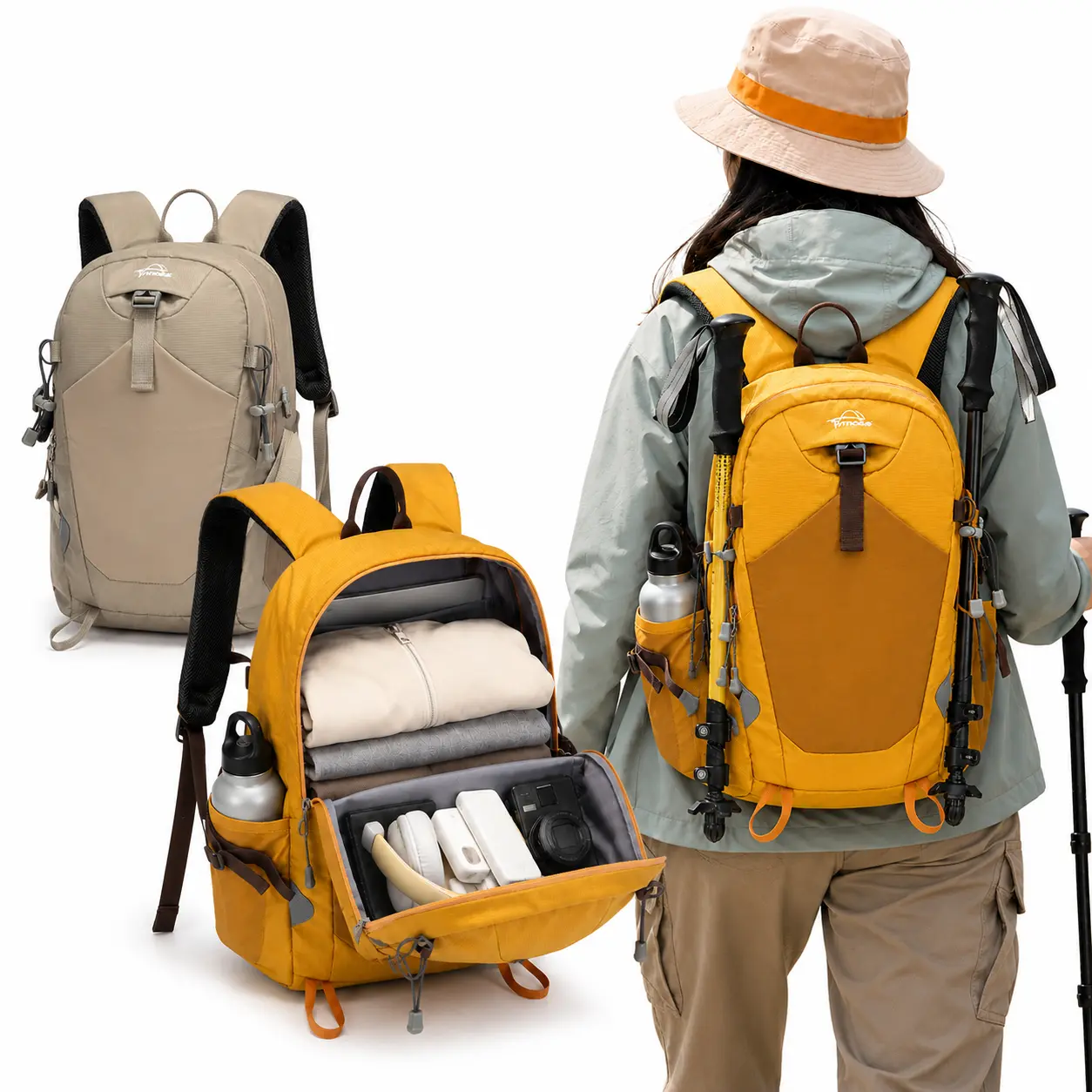 Unisex 25L Trekking Backpack, Lightweight Water-Resistant Oxford Fabric Daypack with Adjustable Straps and Breathable Mesh for Hiking, Practical