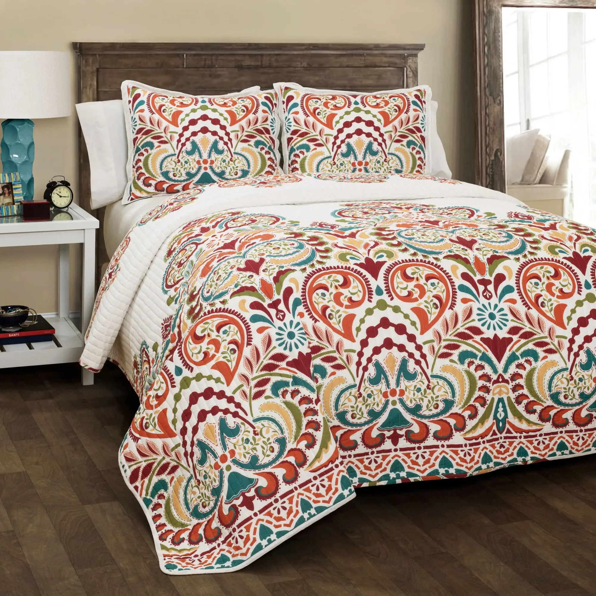 Lush Decor Clara Quilt 3 Piece Set - Floral Design, 3-Piece Quilt Set, Soft and Elegant Fabric