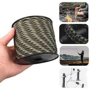 50-meter shaft-mounted 9-core 4mm nine-core umbrella rope for outdoor camping, emergency survival, tent canopy tie-down rope, windproof rope，Tensile strength: 120 lbs