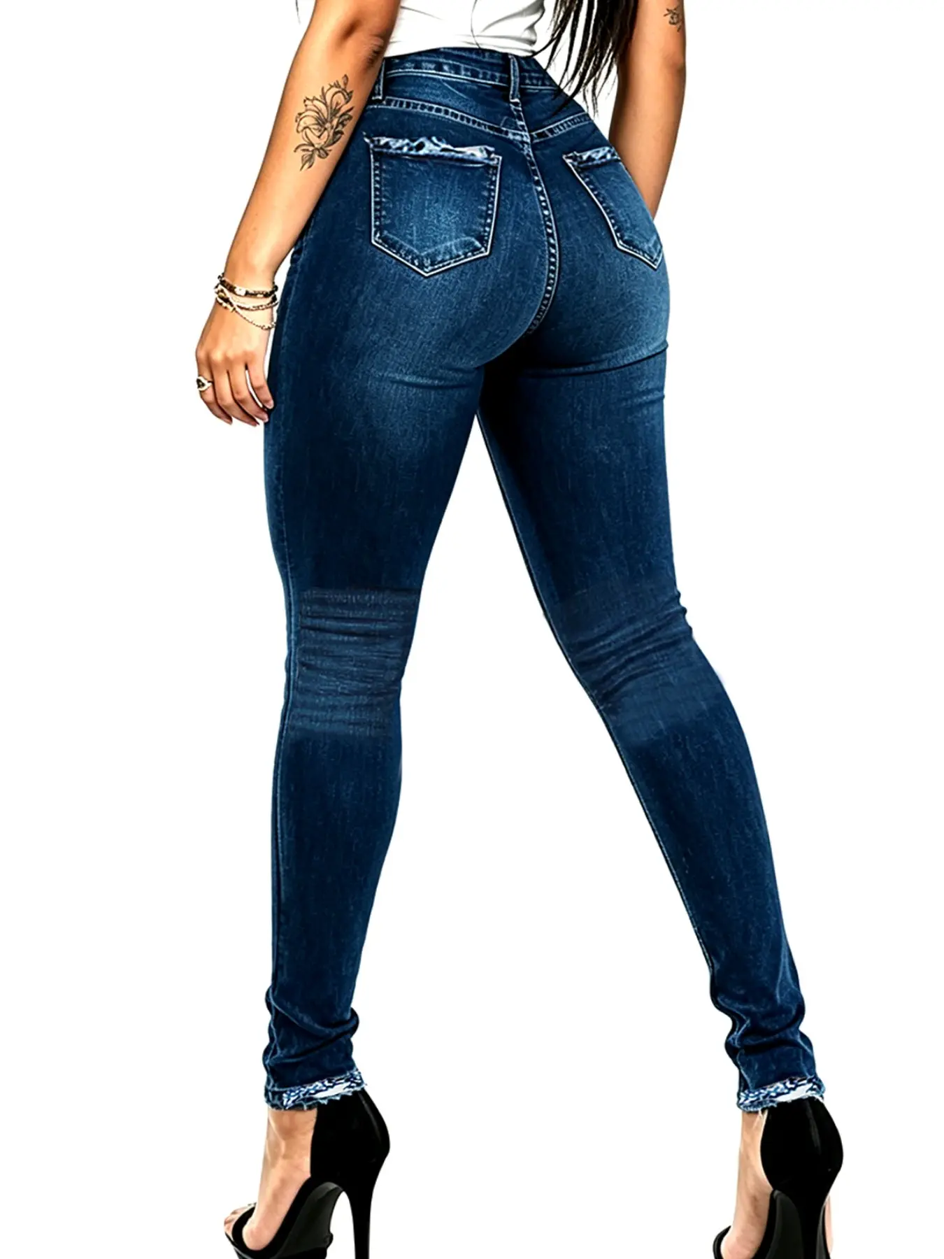 Women's High Waisted Stretchy Skinny High Rise Jeans, Casual Vintage Dark Wash Slim Fit Fashion Denim Style Jeans, Butt Lifting Tummy Control Comfy Bottoms for Daily Wear Pants