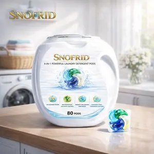 Snofrid 4-IN-1 POWERFUL LAUNDRY DETERGENT PODS,80 pods per tub, Long-Lasting Fragrance, Portable Laundry Detergent Beads for Home & Travel