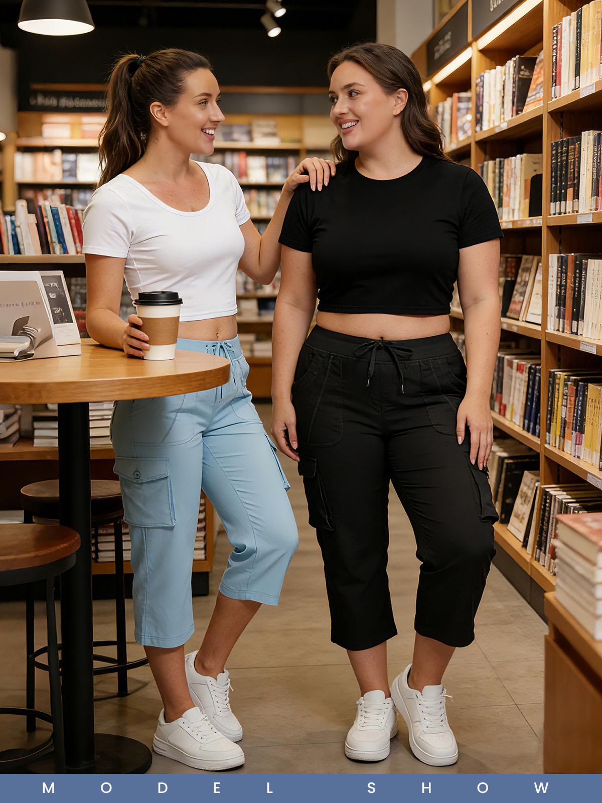 YSENTO Women's Cargo Capris UP TO XXXXL Outdoor Lightweight Cargo Casual  Pants Casual Trip Loose Shorts Summer Style Moms over 30 Comfy wear ootd Bottoms Basic Khaki  #SpringFresh