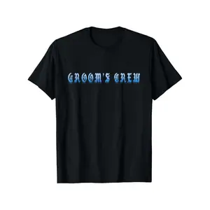 Grooms Crew Wedding Party T-Shirt |   Unisex Street Style Tee with Bold Blue Print, Crew Neck, Slight Stretch, Regular Fit, Short Sleeves |   Ideal for Bridal Showers, Rehearsal Dinners, Groomsmen Events, S-XXXL, Comfortable Summer Wear,