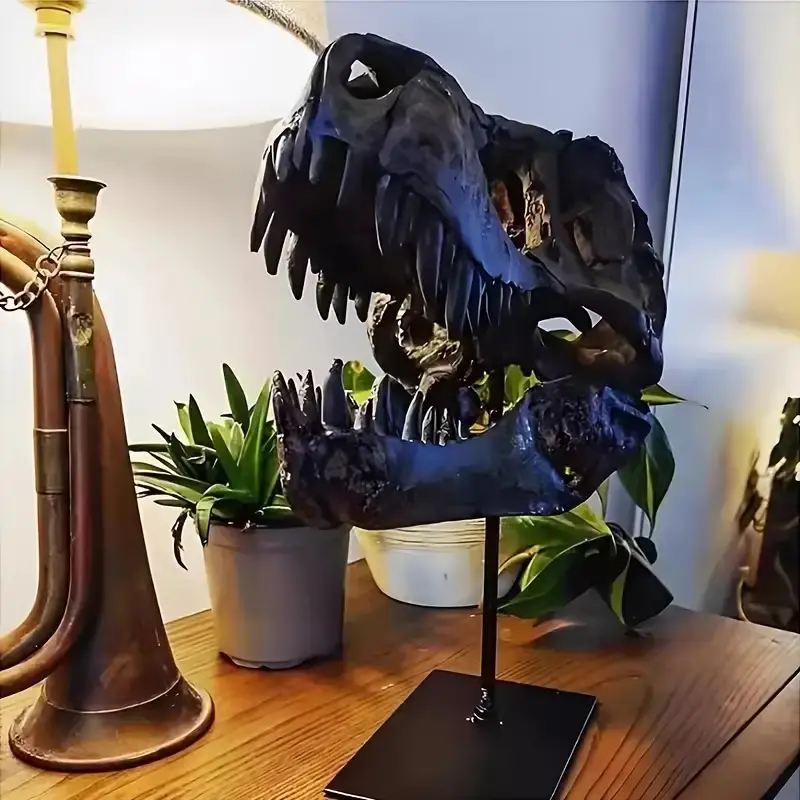 T-Rex Skull Decor - Weatherproof Resin T-Rex Skeleton Replica Statue (Realistic Bone Texture), Prehistoric Decor for Indoor/Outdoor, Dinosaur Home Decor, Dinosaur Room Decor, Dinosaur Decorations, Christmas Gift for Dino Enthusiasts