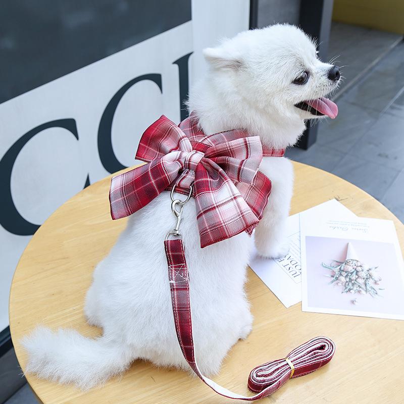 Pet Clothes Dog Cat Rabbit Plaid Dress Vest Cute Comfortable Breathable With Traction Rope AL-656281331457