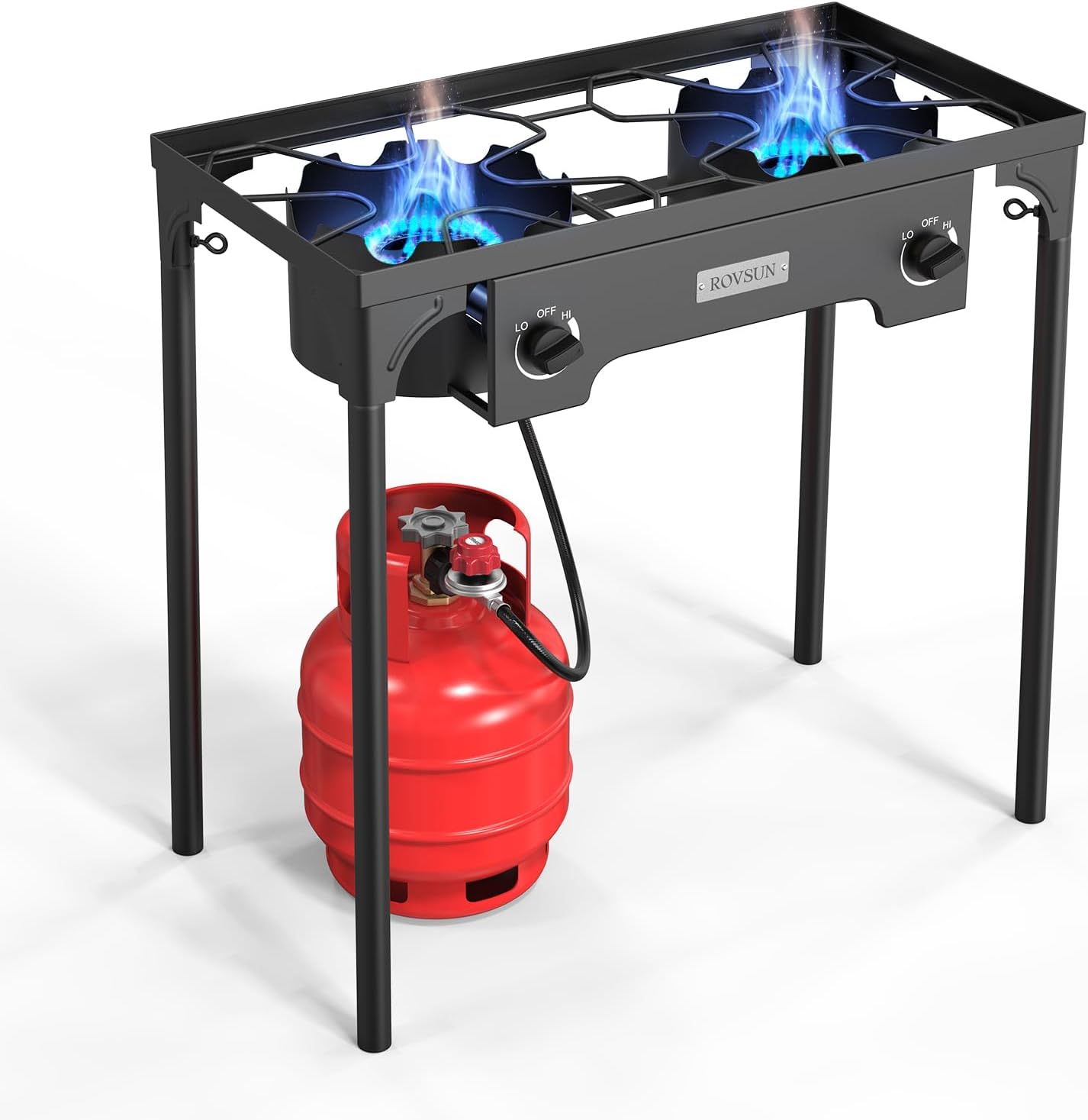 ROVSUN 1/2/3 Burner Propane Gas Stove, 75000BTU/150000BTU/225,000 BTU High Pressure Outdoor Camping Burner with CSA Listed Regulator, Picnic Cooker Perfect for Home Brewing Maple Syrup Patio Turkey Frying Canning