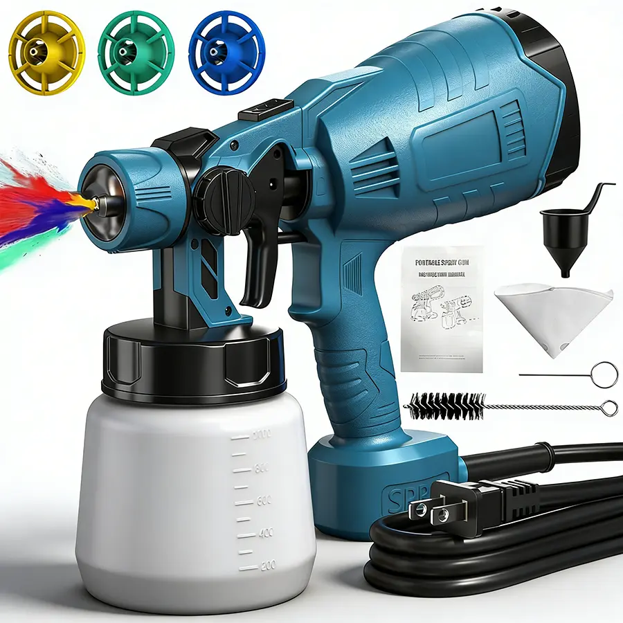 【DealsForYouDays】Paint Sprayer, 700W HVLP Paint Sprayer with Cleaning , 4 Nozzles and 3 Patterns, Easy to Clean, for Furniture, Cabinets, Fence, Walls, Door, Garden Chairs etc.