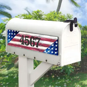 Designocracy MA85099-2-12 12 in. American Flag Wooden House Number Sign Decor