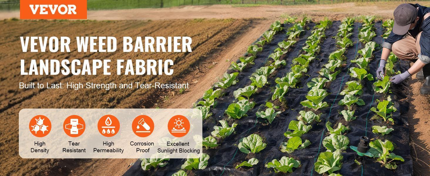 【Backtoschool】VEVOR Premium Heavy Duty Weed Barrier Landscape Fabric,  Max 5.8 OZ Woven Geotextile Fabric Under Gravel, High Permeability for Weed Blocker Weed Mat, Driveway Fabric, Weed Control Garden Cloth