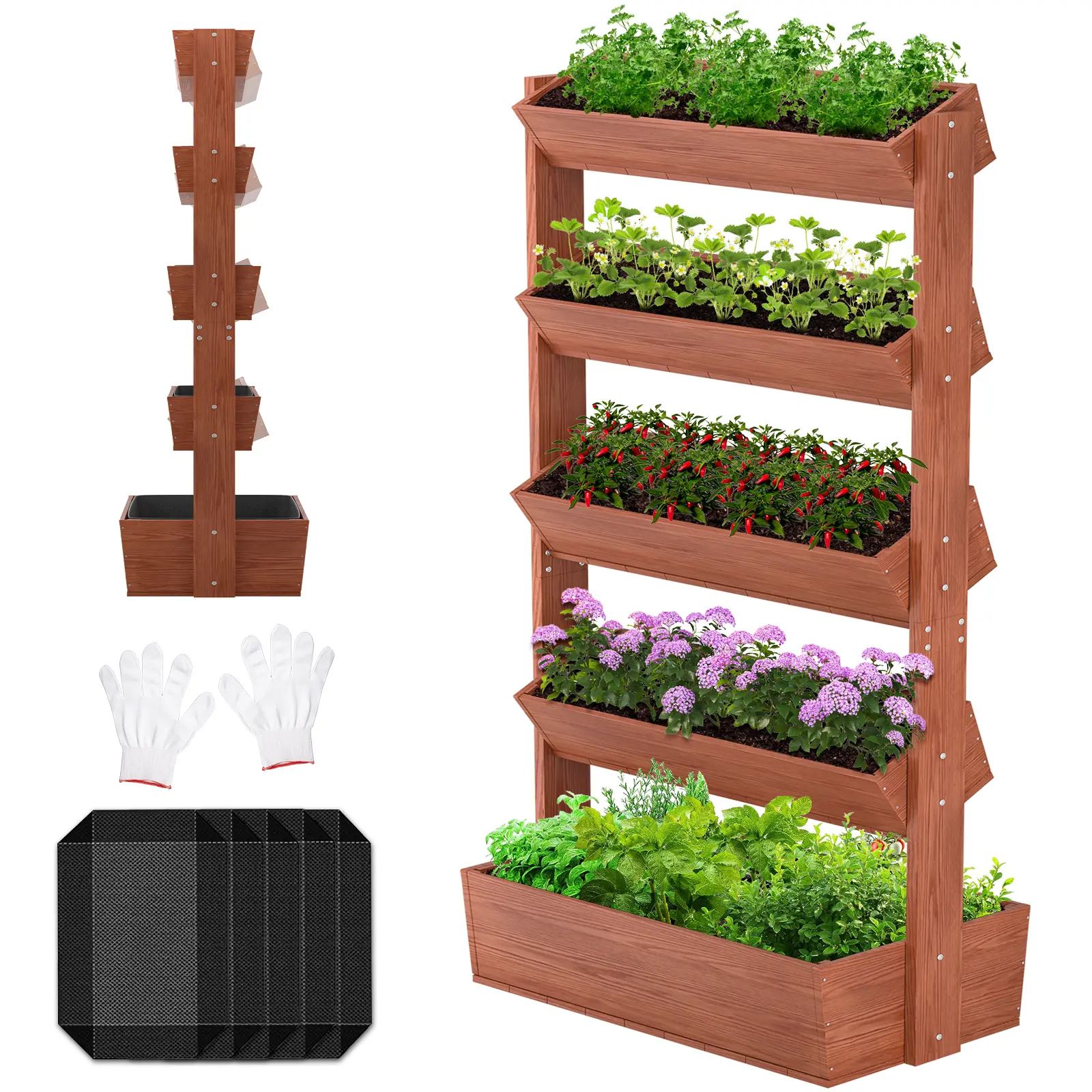 Lilypelle Vertical Wooden Raised Garden Bed, 4-5 Tier Planters Freestanding Wood Plant Stand Flower Rack Planter Box for Plant Herb Flowers Vegetables deskmakeover