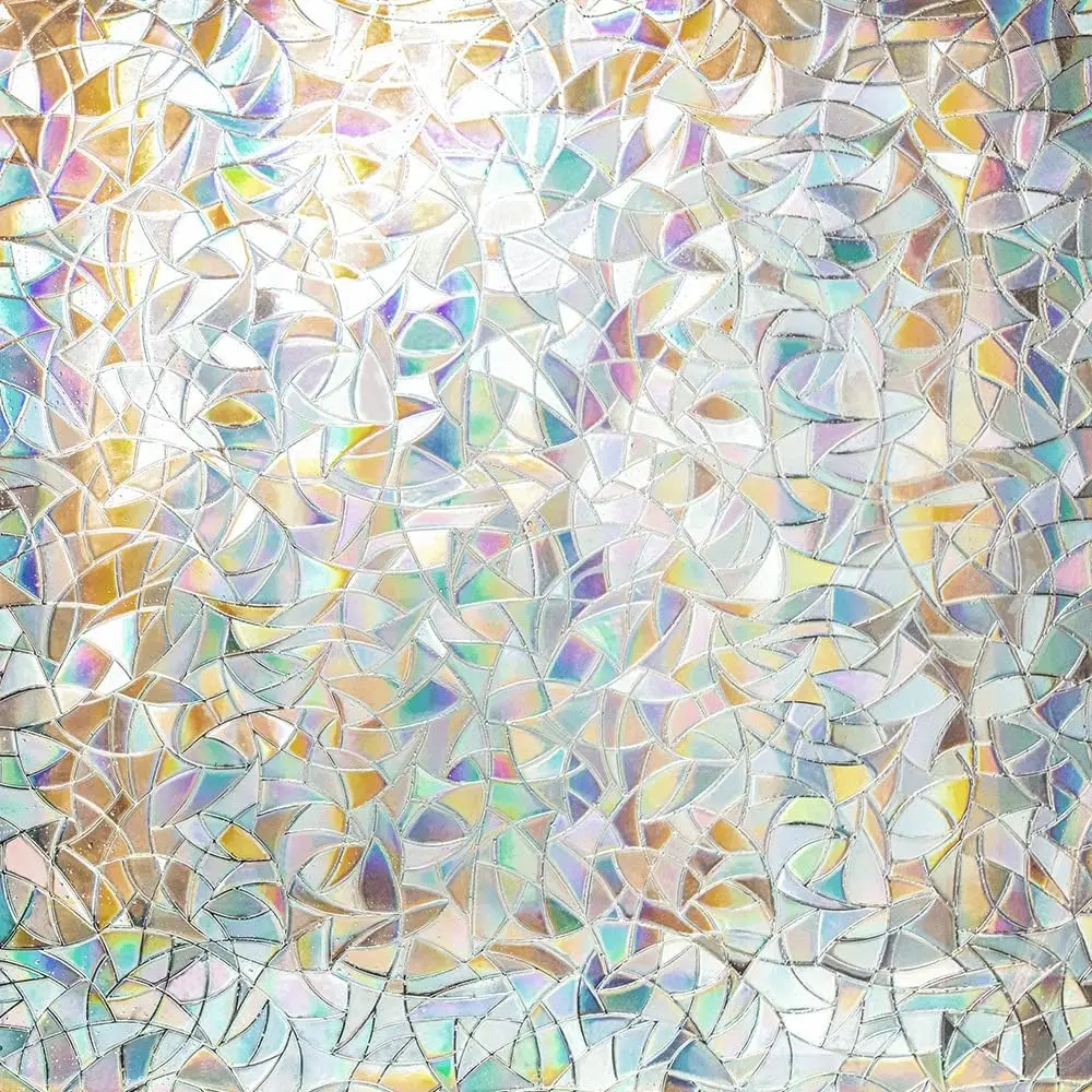 Window Privacy Film, Rainbow Clings, 3D DecorativeVinyl, Stained Glass Decals, Static Cling Window Sticker Removable Non-Adhesive UV Blocking (17.5" x 78.7")