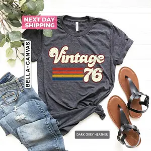 Vintage 1976 Retro Birthday T-Shirt, 50th Birthday Gift for Women and Men, Classic 1976 Graphic Tee, Unique Father or Mother Gift