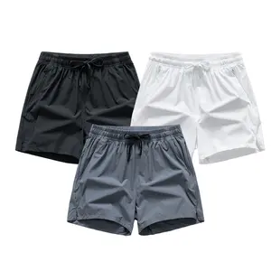 Men’s Fashion Ice Silk 3-Pack Shorts, Zipper Pockets, Drawstring Waistband, Solid Color, Regular Fit, Quick-Dry Breathable, Suitable for Casual and Sports Wear