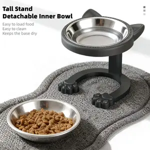 Raised Cat Bowls Set, No-Slip, Less Mess, Easy Clean, Portable Strong Stand & 316 Stainless Steel Bowl. Elevated Dog Dish for Puppies Stress Free, Whisker Friendly. 2026 Version Supplies Accessories, Suitable for Senior/cute/kitten Cats
