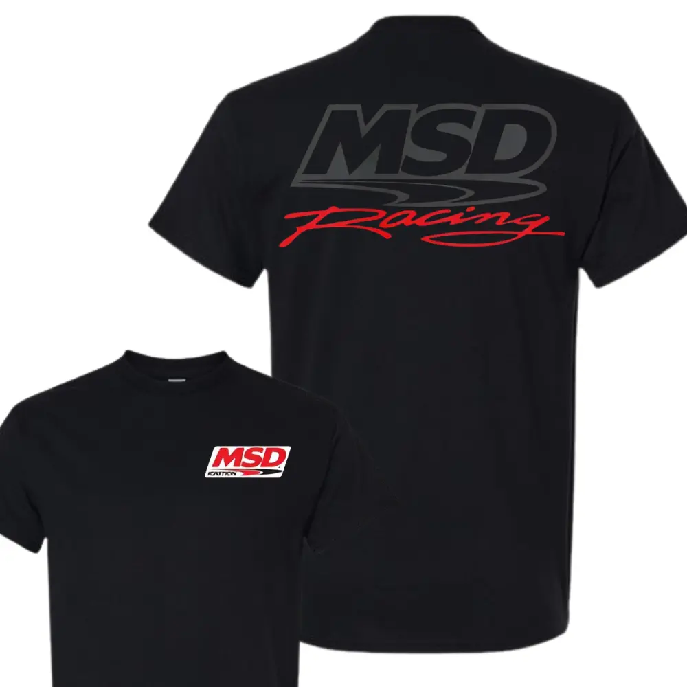 MSD Racing Bold Motorsport Graphic Men's Short-Sleeve Round Neck T-Shirt - Breathable Soft Fabric Athletic Top for Street Car Enthusiasts, Summer Casual Menswear Streetwear, Graphic Logo Print