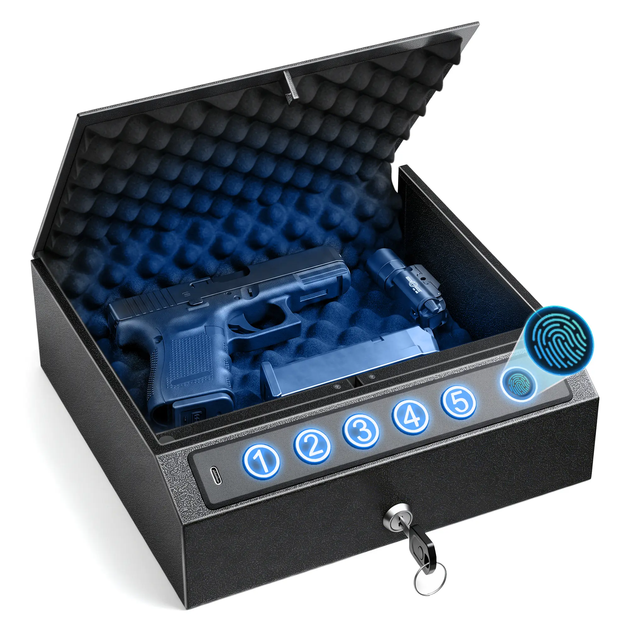 CTSAFEPRO Biometric Gun Safe for Handgun, Quick Access Fingerprint Pistol Safe with PIN Code & Key, Steel Safe for Nightstand, Desk, Home & Car,back to school,back to school haul
