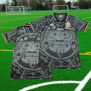 1998 Mexico Soccer National Team Home BLACK Nostalgia Soccer Jersey #2 Suarez #3 Sanchez Classic Breathable Quick Dry Soccer Jersey