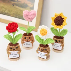 Greatflower Handmade Crocheted Potted Plant Ornament