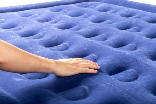 18 Inch Queen Size Air Mattress With Built-In Pump, Elevated Comfort Air Mattress, Quick Inflate/Deflate Air Mattress For Family Guests Camping, Blue&White