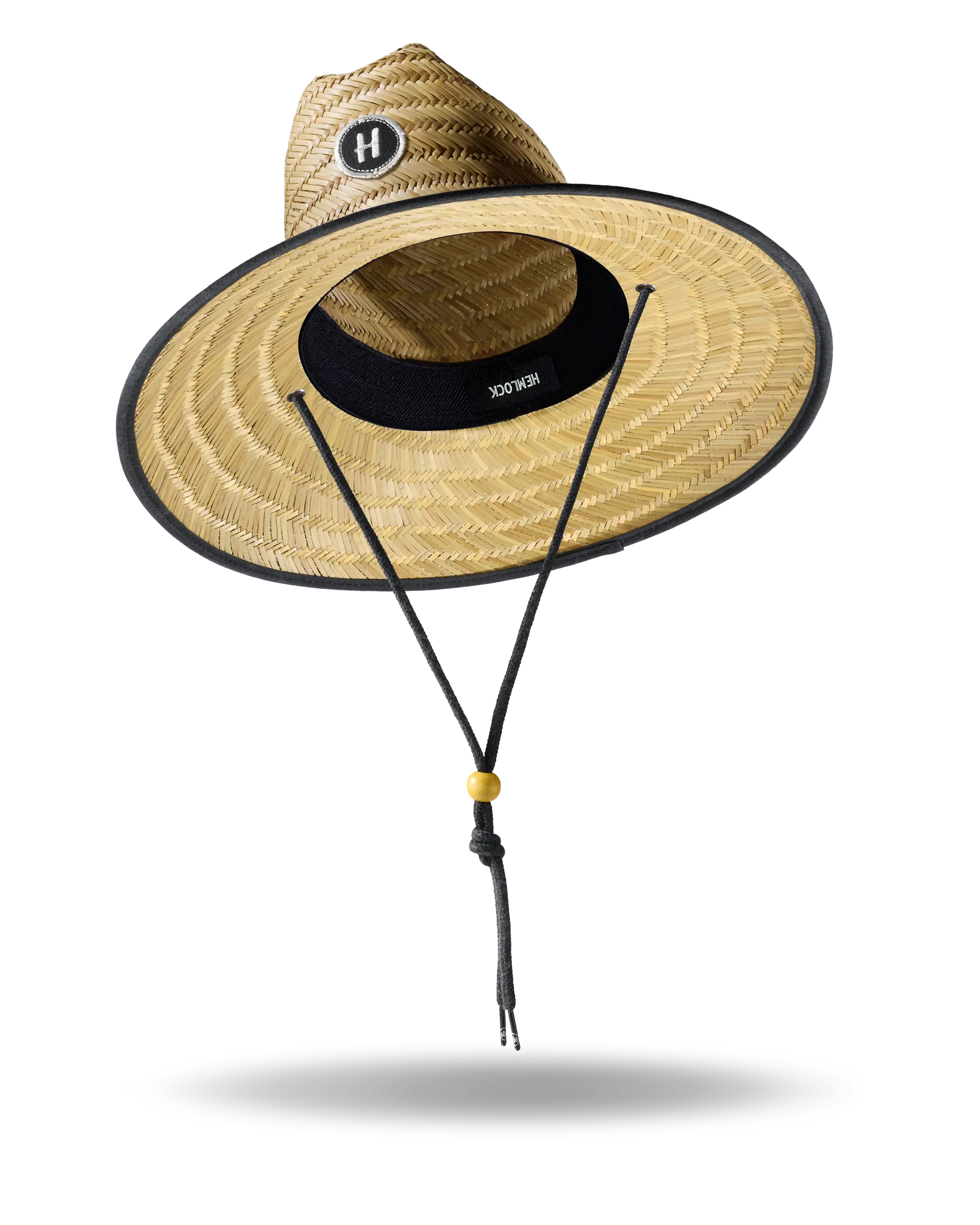 Lifeguard Straw Hat - Bare Black, Beach Hats with 4.5" Brim Width, Breathable Weave, Lightweight Straw, Sun Protection