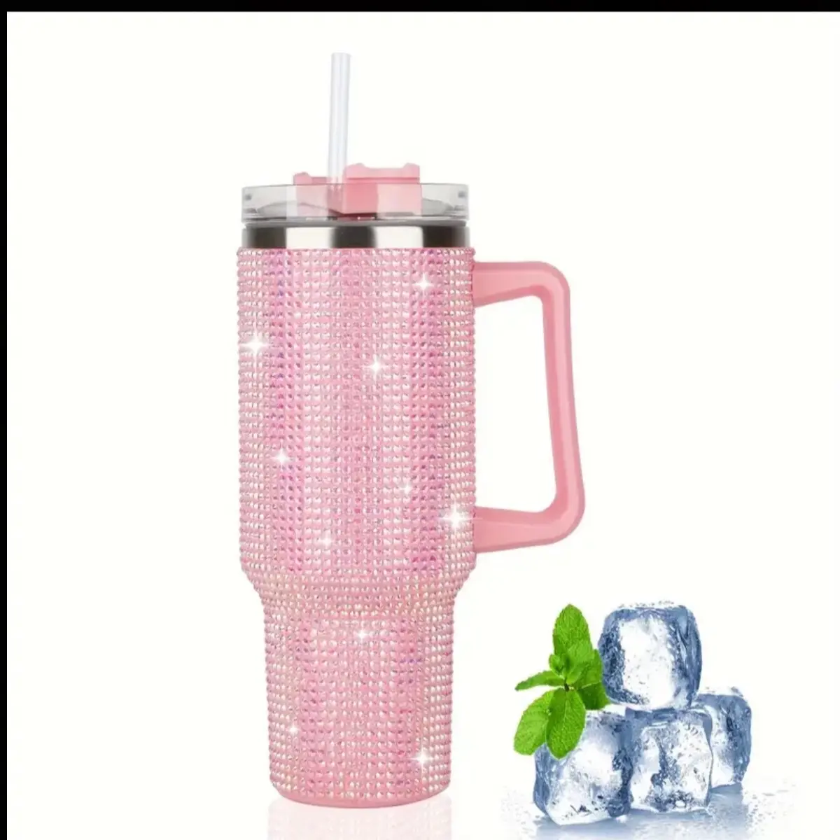 Blinged out Multicolour Rhinestone Bling Studded 40oz Bling Tumbler Black Purple Blue Pink Rose Red Double  DrinkwareWall Vacuum Insulated Stainless Steel 40oz Tumbler Coffee Mug With Handle Lid And Straw