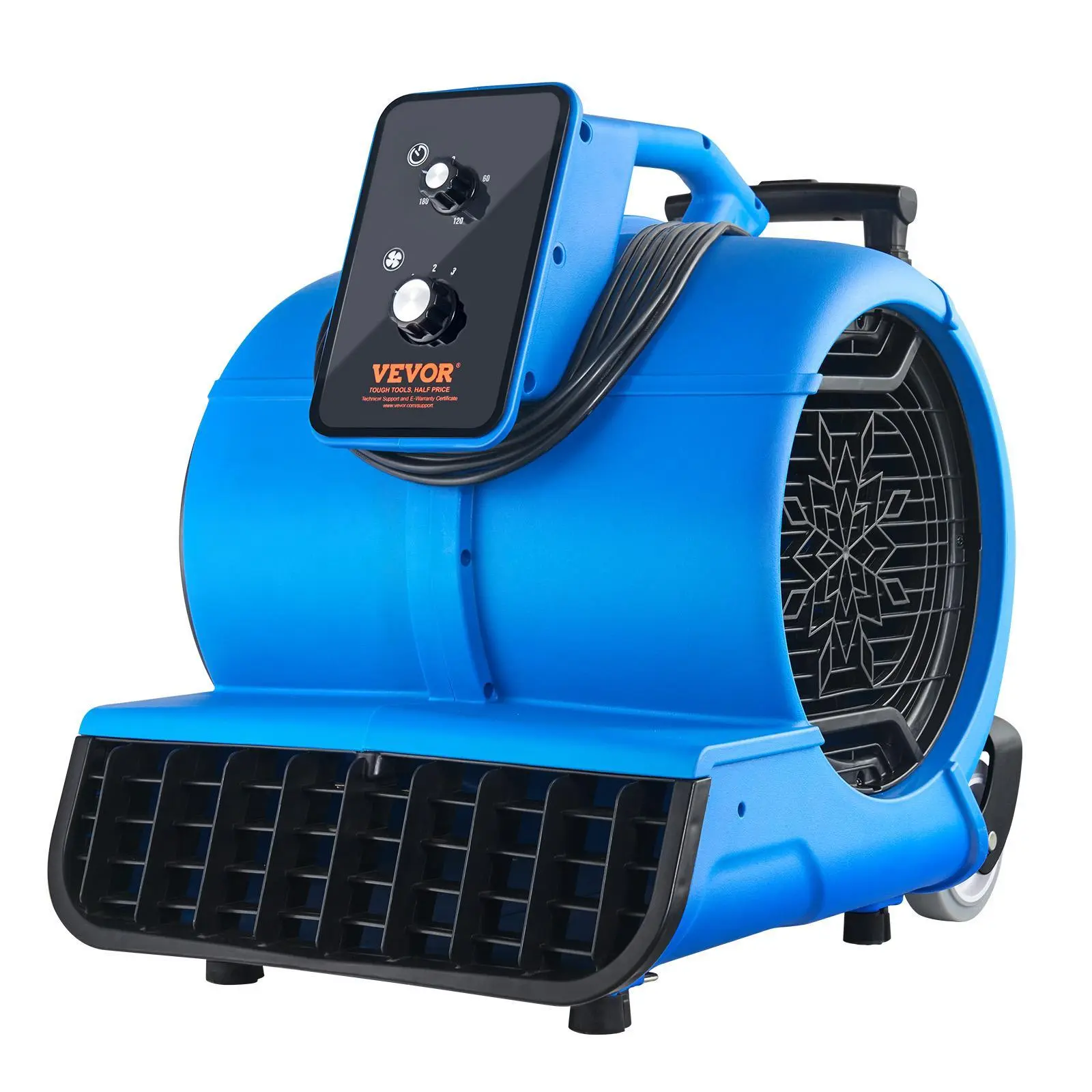 【Summerfinds】VEVOR Corded Handheld Portable Lightweight Multifunctional Jet Floor Blower, 1560 RPM 4000 CFM, Air Mover with 3 Blowing Angles, 3-Speeds Adjustment, Timer, Attic Carpet Dryer for Home, Commercial Use, Handheld Portable Blower, Lightweight Bl