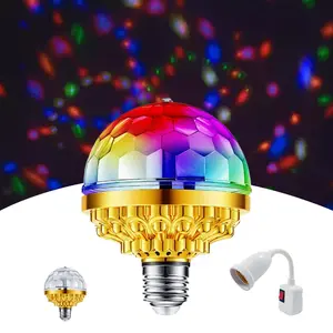Colorful Rotating Disco Ball Light – 6-Color RGB LED Stage Bulb, Mirror Magic Ball Party Light with E27 Socket for DJ, Birthday & Home Party Decor
