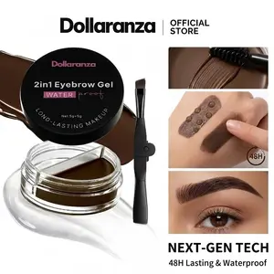 [NEW TECH] Dollaranza 2-in-1 Waterproof Brow Gel & Pomade (Gel y Pomada), 48H Ultra-Malleable Tint Kit, Smudge-Proof & Sweat-Proof, 5g+5g Tinted Eyebrow Cream Black