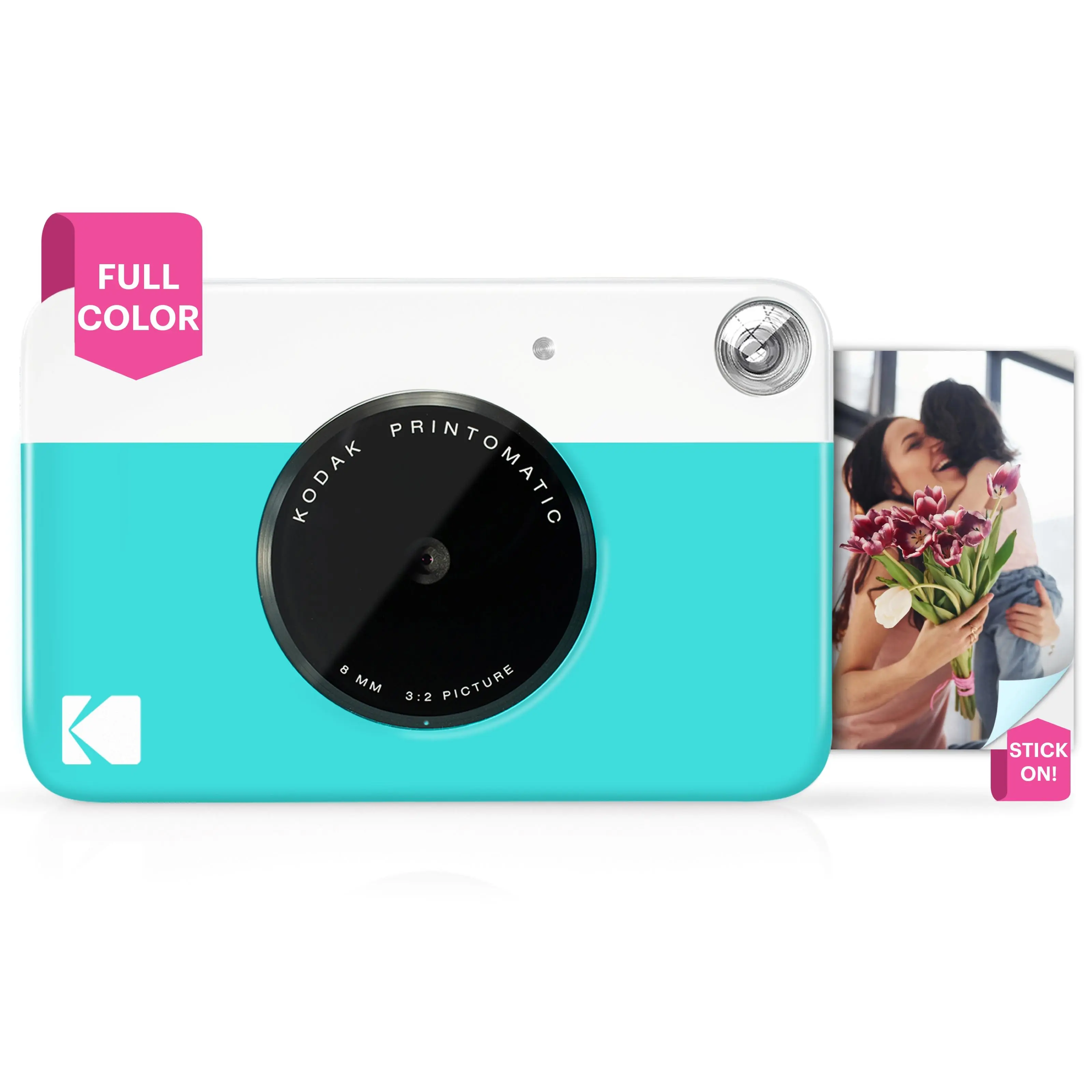 Kodak Printomatic Instant Print Camera - Compact Wireless Instant Camera with Lens, Flash, Portable Design, 2x3" Zink Picture Paper Compatibility, Digital Functionality, Manual Controls, USB Connectivity, Plastic Build for Friends, Batteries