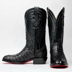 Black Genuine Boots - French Toe