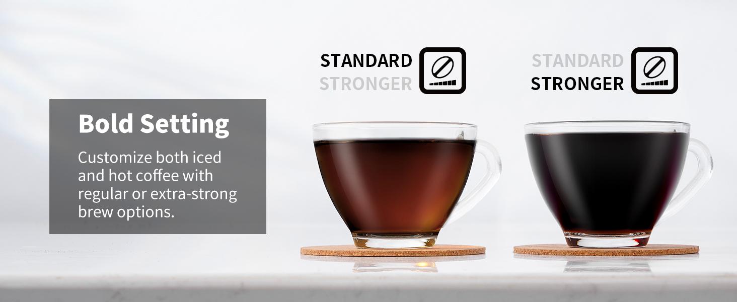 Hot & Iced Coffee Maker, Single Serve Coffee Maker for K Cup and Grounds, 6-14 Oz Brew Sizes, 50 Oz Removable Water Tank, One Cup Coffee Machine