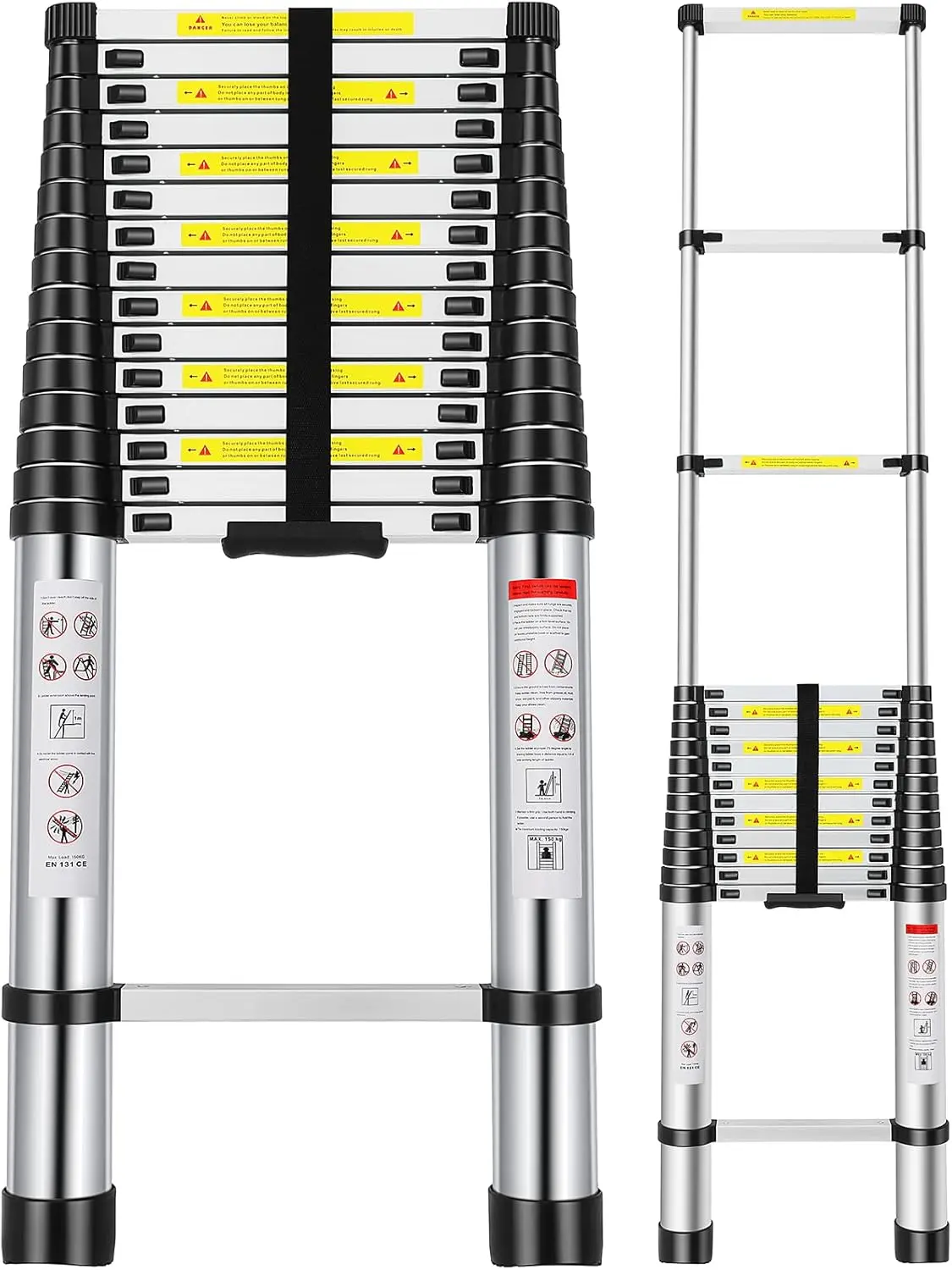 Telescopic extension ladder,aluminium one-touch telescopic folding with non-slip feet,portable multi- purpose indoor outdoor work ladder folding ladder collapsible extension,fathersdaygifts