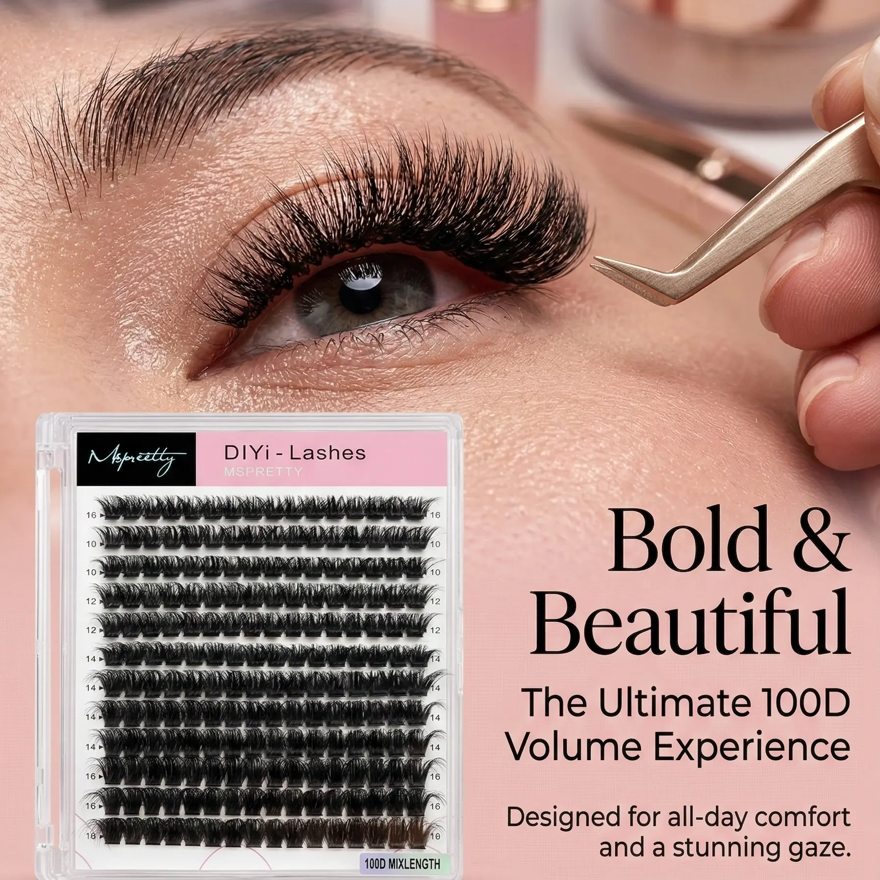 100D mix lengthes fluffy drama looking styles  easy seperate of having a natural looking supplied by factory customized lashes and lash box Eyelash Set Cosmetic, Makeup, Lash Extension