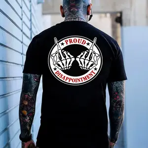 PROUD DISAPPOINTMENT Defiant Bone Hand Print Men's T-Shirt, Top Menswear  Tee Shirt, Unisex Fashion, Soft Fabric, ShortSleeve, Regular Fit, Casual Streetwear
