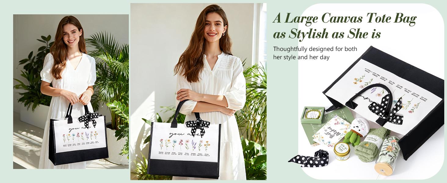 Mayicivo Easter Christian Gifts for Women, Religious Faith Gift Set with Canvas Tote Bag, Inspirational Spiritual Gifts for Mom, Sister, Wife, Grandma, Best Friend Basket