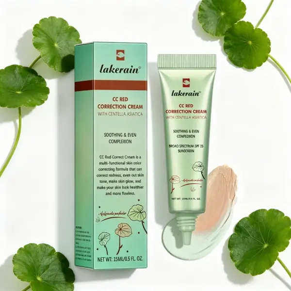 Color Correcting CC Cream Cushion - Green & Red Shades, Centella Asiatica Infused, SPF25, Soothing Hydrating Moisturizer, Oil Control, Tone-Evening Sunscreen Makeup Base (15ML) for Rosacea & Sensitive Skin, Correction