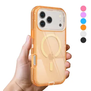 Heavy Duty Clear Transparent Magnetic Magsafe Durable 3-Layer Phone Case, Military Grade Drop Protection Shockproof DropProof Anti-drop Protective Cover for iPhone 12 13 14 15 16 17 Pro Max