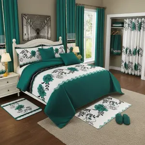 24 PCS Luxury King Bedding Set with Curtains – Soft Cotton Touch Bedspread Set