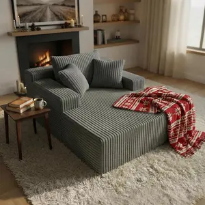 Oversized Boneless Cloud Couch, 67" Oversized Sofa Bed with Pillows No Assembly Required, Deep Seat Corduroy Boneless Sleeper Couch for Living Room Bedroom, Modern Reading Chair, Black