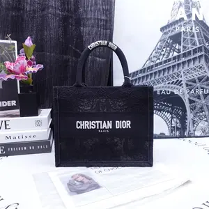 Pre-owned Dior Fabric Tote Bags Amour Book Small Black Embroidered Tote T ZY0000412118