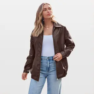Womens Oversized Leather Jackets Faux Suede Fall Fashion Motorcycle Coats Winter Outfits Clothes