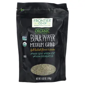 Frontier Co-op Organic Black Pepper, Medium Grind, 6.63 oz (188 g)
