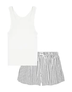 Hanes Originals Women's Comfywear Pajama Set, Sleep Top & Woven Shorts, Loungewear