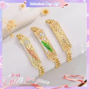 [Valentine's Day Gift]Classic Religious Saint Jude Cane Bracelet Green Minimalist Copper Unisex Bracelet with Intricate Design and Durable Chain